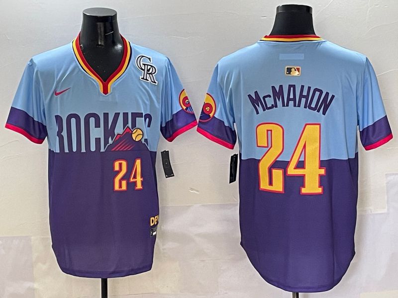 Men Colorado Rockies 24 Mcmahon Purple blue Joint Name 2025 Nike MLB Jersey style 5